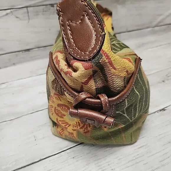 Vintage Fossil Flower Boho Medium Satchel Handbag Purse Shoulder Bag ZB 2195 - Picture 2 of 10